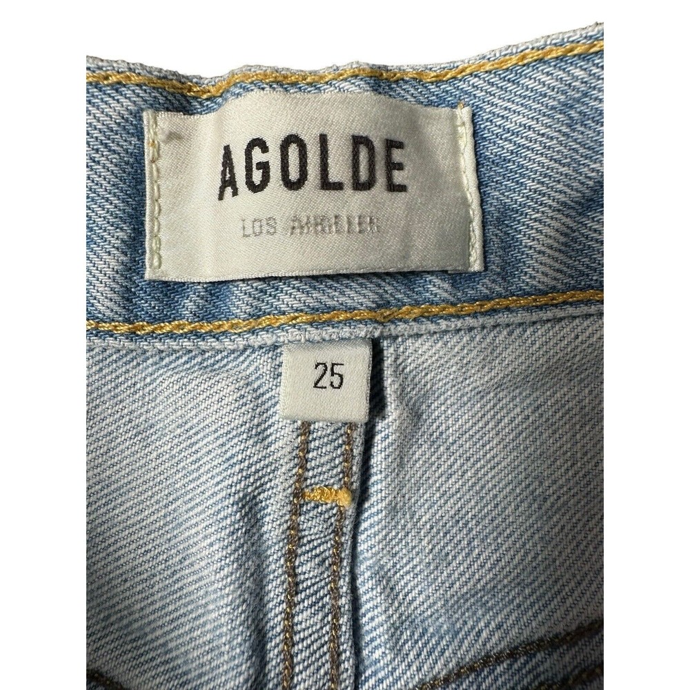 Agolde Jean Shorts Size 25 Women’s Blue Denim Parker Button Fly Distressed AB8-3 - Picture 2 of 9